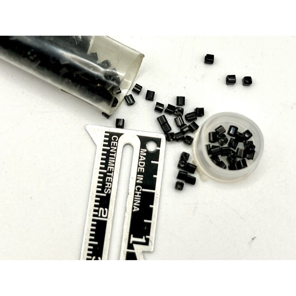 Black Bugle Beads 3” Tube Tiny Square Glass Beads Free Shipping